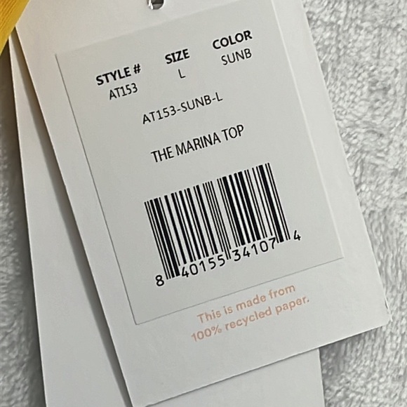 NWT Andie Swim Yellow L The Marina Top SUNB Racerback Swimsuit Top - Picture 3 of 11